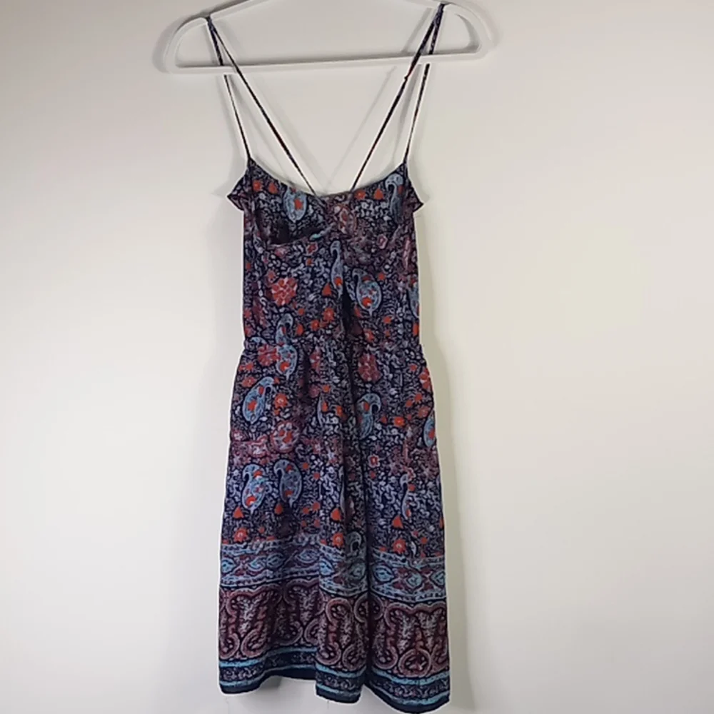 American Eagle Outfitters Navy/ Paisley Print Sleeveless Sheer Dress Size S/P - Picture 10 of 16